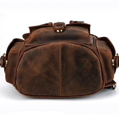 Crazy Horse Leather Men's Backpack Travel Rucksack Daypack School Bag SatchelBag