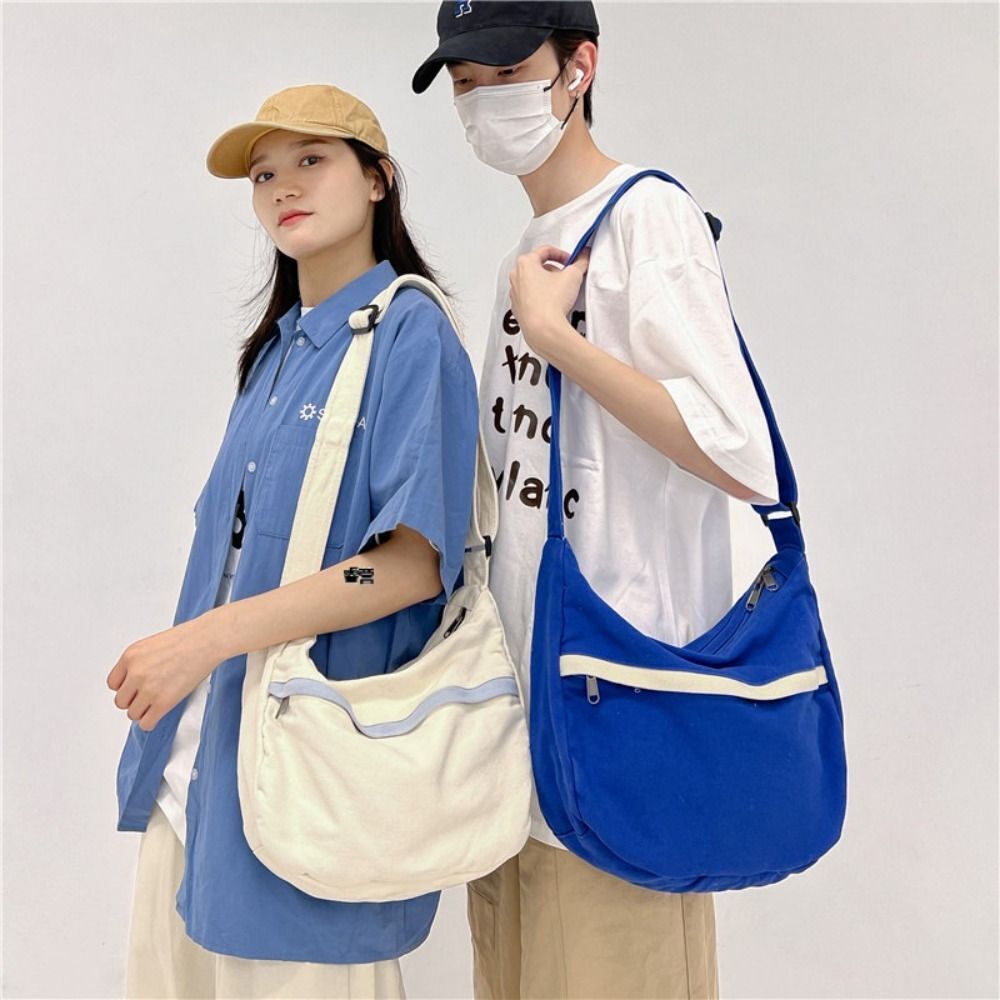 Washed Fabric Shoulder Bag Large Capacity Tote Bag Fashion Crossbody Bags Men