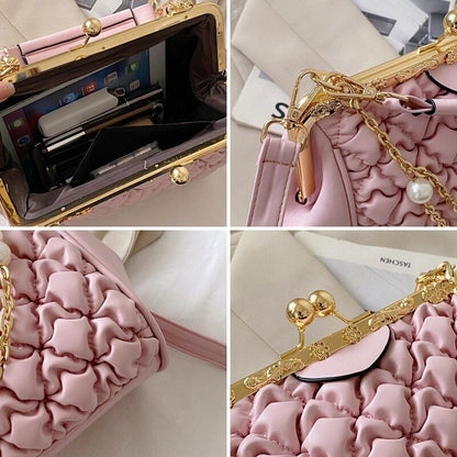 Women's Bag Crossbosy Bag Pleated Handbag Women Pearl Chain Totes Bags Women