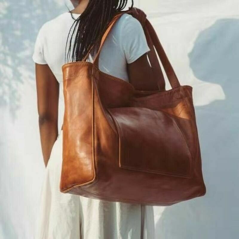 Women Extra Large Casual Soft Leather Handbag Shoulder Shopper PU Tote Bag ##