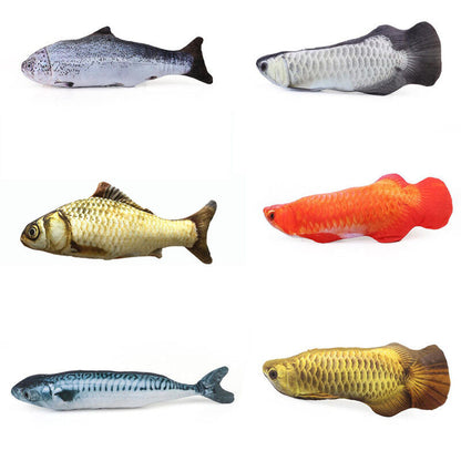 Fish Shape Pet Cat Chew Toy with Catnip Teaser Stuffed Kitten Pillow Scratching
