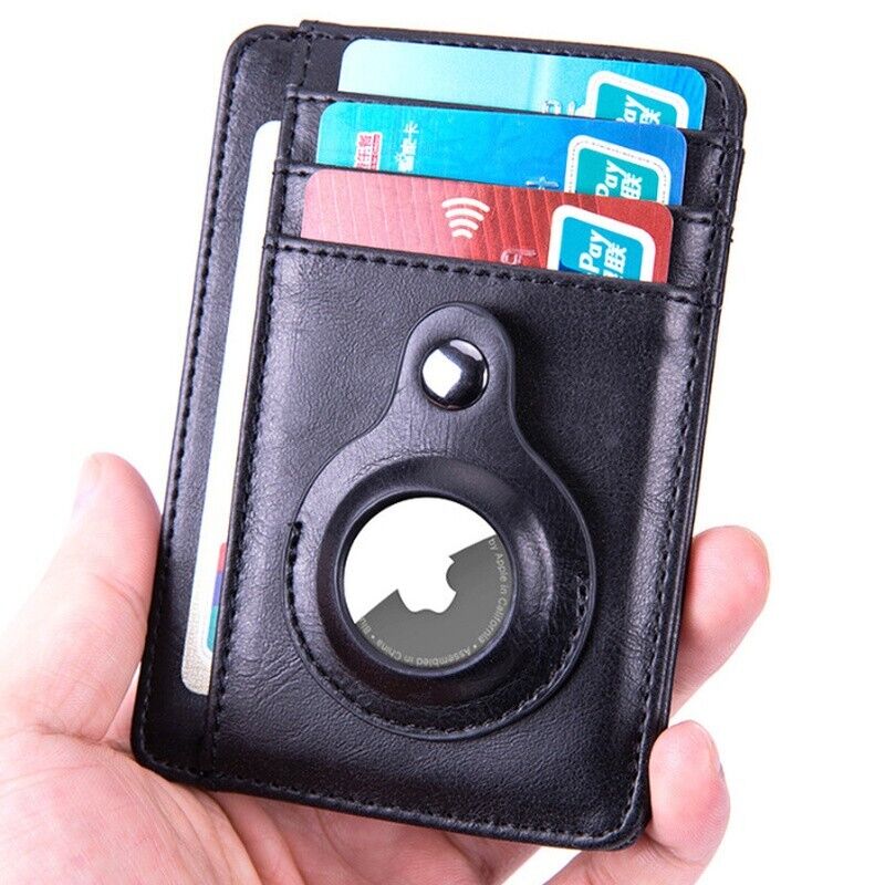 Airtag Wallet Genuine Leather Credit Card Money Holder Case Air Tag Cover Gift