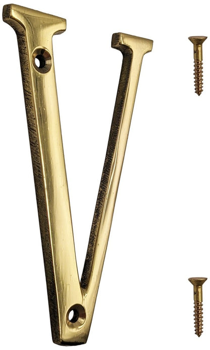 4-inch House Letter with Mounting Screws, Polished Brass, Shiny Gold Color