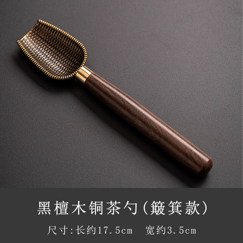 Sandalwood Copper Tea Spoon Tea Set Accessories Alloy Shovel Head Tea Collector