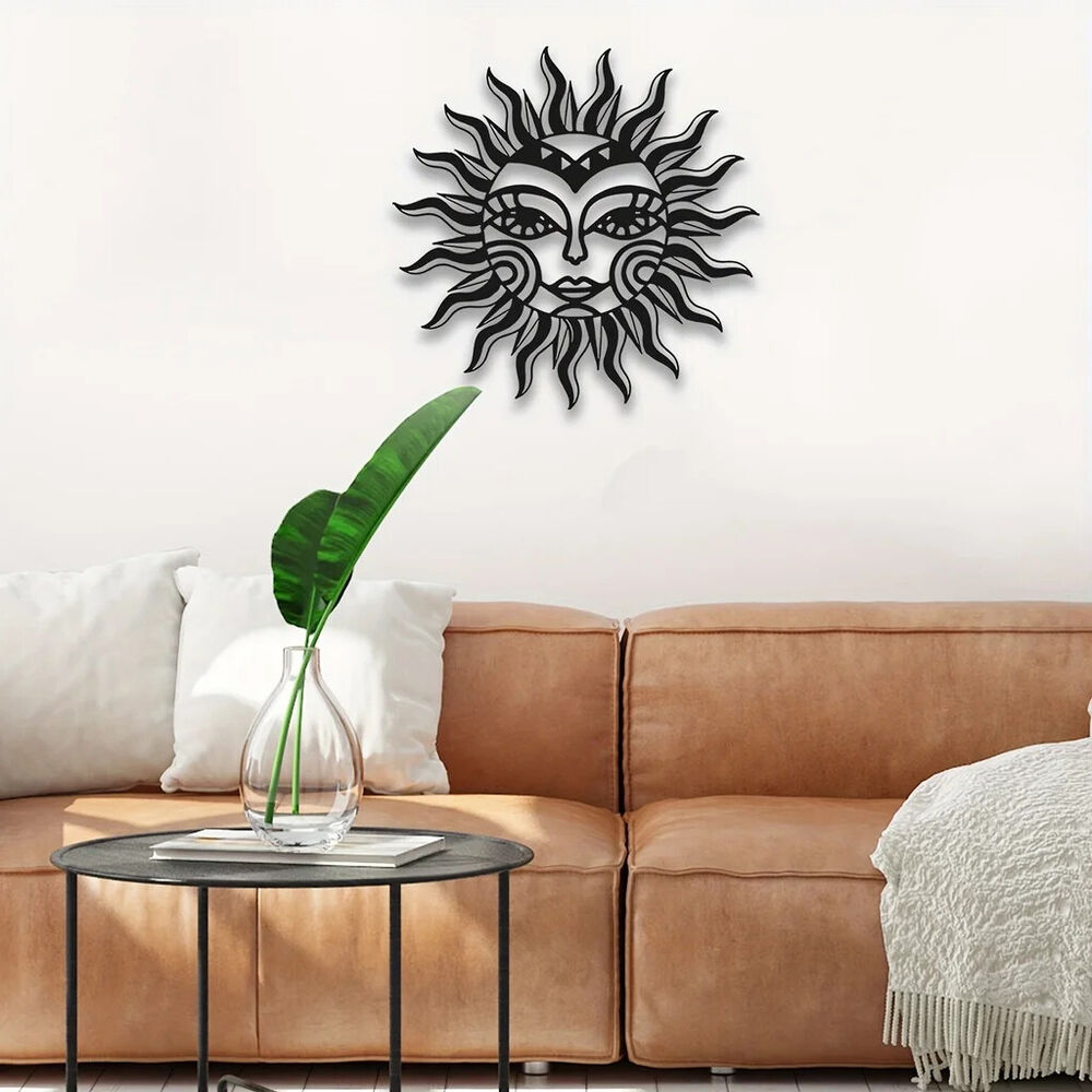 1pc Metal Sun And Moon Wall Decor,Metal Wall Art For Living Room Sculpture