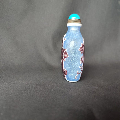 Beautiful Insect Artistry Collector Carved Glass Snuff Bottle Season Fruit Bat