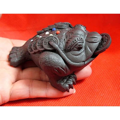 Chinese Zisha Golden Toad Kung Fu Tea Pet Well Fengshui for Tea Tray Decoration