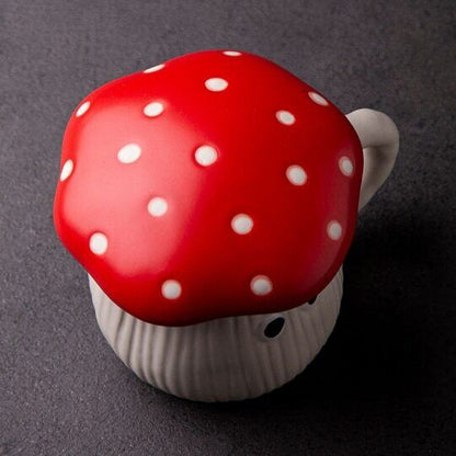 Ceramic Red Mushroom Mug with Lid, Umbrella Cover Lid Coffee Cup with Handle