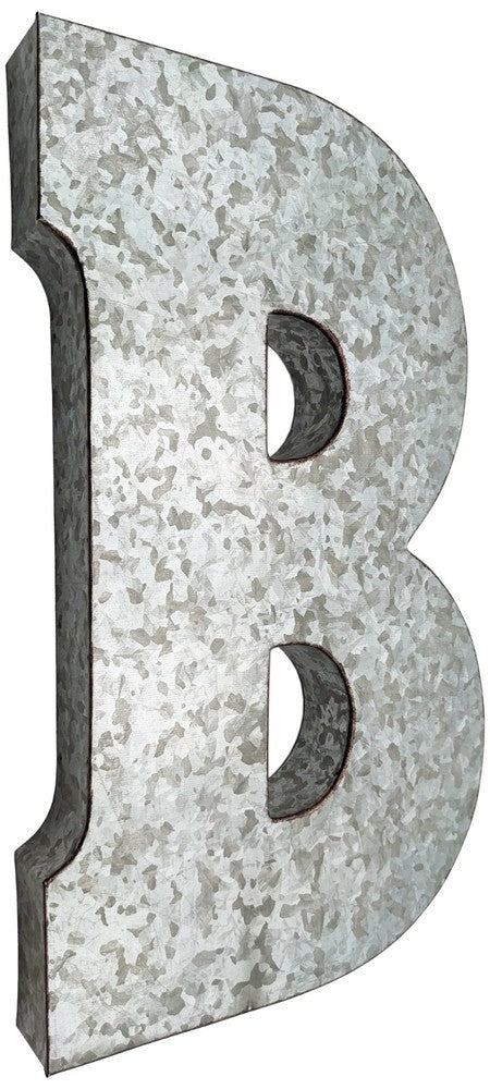 Huge 20" Metal Letter Hanging Wall Décor, Galvanized Metal with Rusted Edges