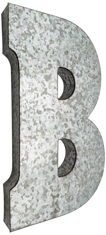 Huge 20" Metal Letter Hanging Wall Décor, Galvanized Metal with Rusted Edges