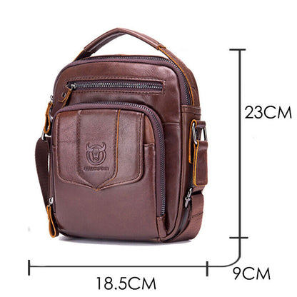 Men's Sling Shoulder Bag, Genuine Leather 8 inch Handbags Casual Messenger Bags