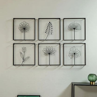 Plant Line Shape Iron Wall Hanging, Modern Fashion Hanging Iron Metal Wall
