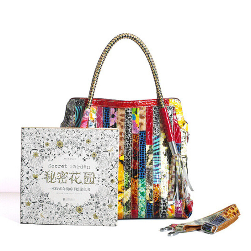Genuine Leather Women's Elegant Handbag Snake Colorful Satchel Tote Shoulder Bag