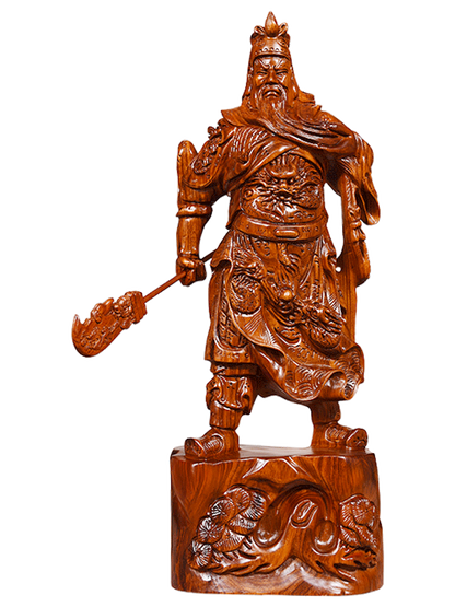 29cm China Feng shui Wealth Guan Gong Yu Warrior God emperor Statue Carved craft