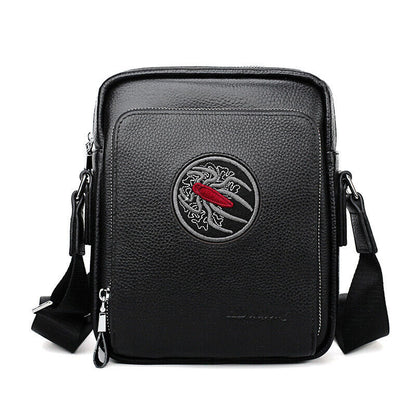 100% Cow Leather Crocodile Embossed Black Men's Business Shoulder/Messenger bags