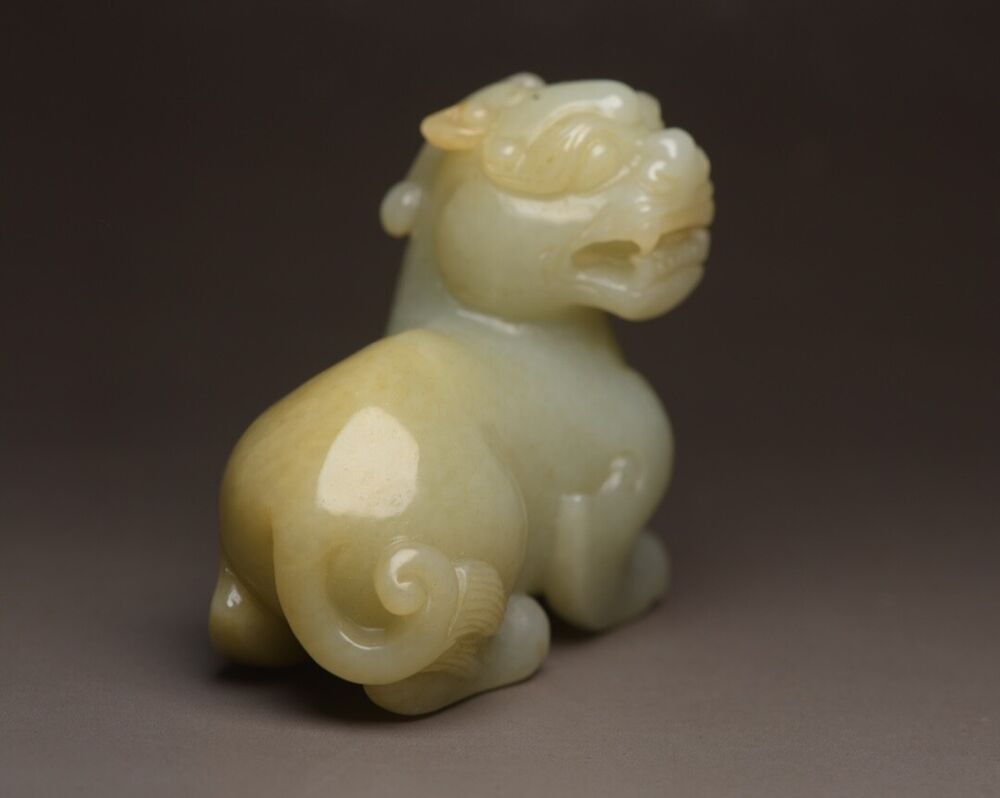 Chinese Old Natural Hetian Jade Hand Carved Nice Unicorn Statue Figurines Rare