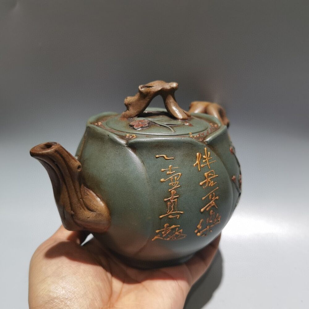 Vintage Chinese Yixing Purple Clay Teapot Zisha Ceramic Plum Blossom Teaware Art