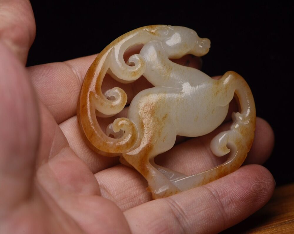 Collection Chinese Hetian Jade Carving Deer Statue Exquisite Figurines Art Work
