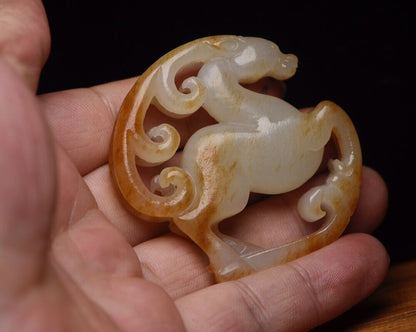 Collection Chinese Hetian Jade Carving Deer Statue Exquisite Figurines Art Work