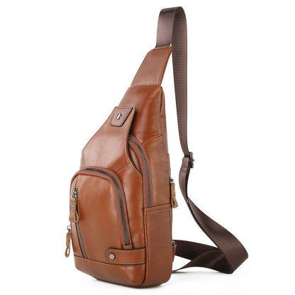 Real Cow Leather Casual Sling Bag Vintage Genuine Leather Crossbody Bag for Men