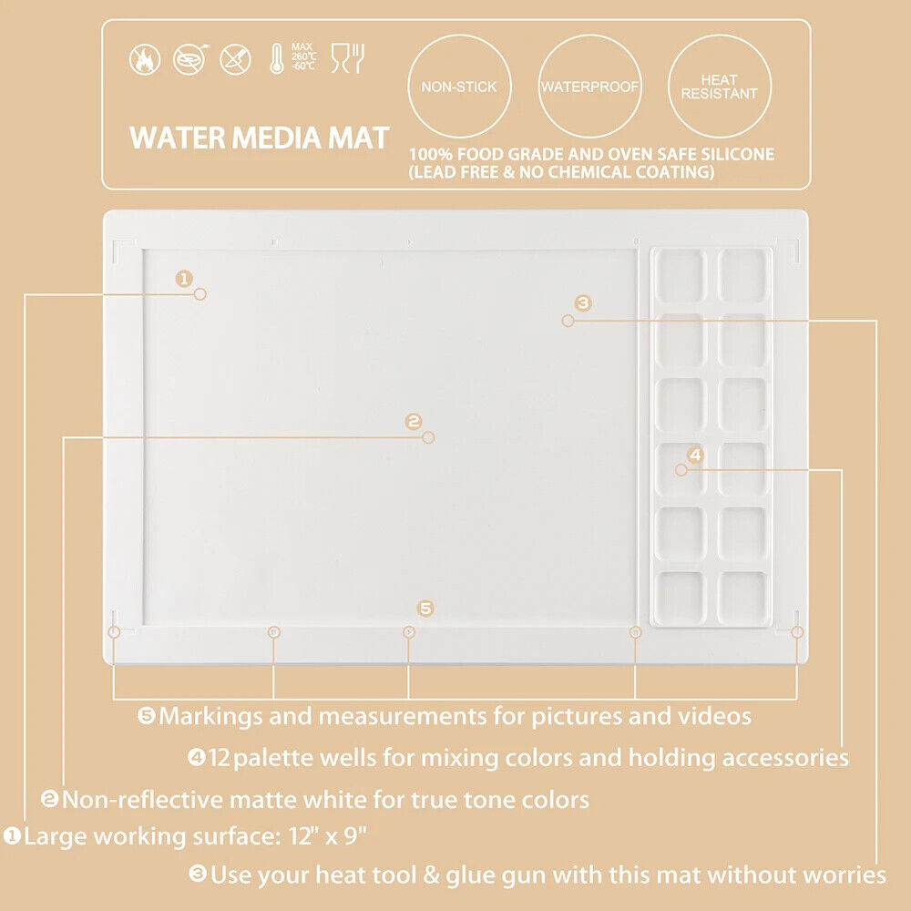 Cutting Mats Silicone Water Media Non-Stick Craft Painting Ink Blend 43.8x27.3cm