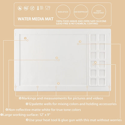 Cutting Mats Silicone Water Media Non-Stick Craft Painting Ink Blend 43.8x27.3cm