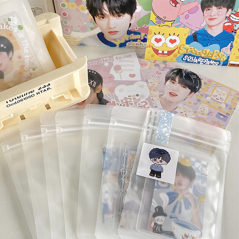 10PCS Transparent Zip Lock Plastic Kpop Card Package Bags with Zipper Self Seal