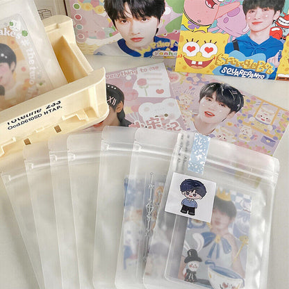 10PCS Transparent Zip Lock Plastic Kpop Card Package Bags with Zipper Self Seal
