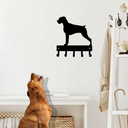 Boxer (Natural Ears) Dog Key Rack Hanger Wall Mounted Hook Up Pendant Wall Art
