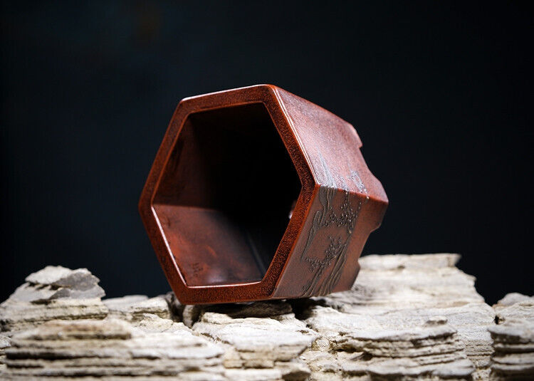 Chinese Yixing Zisha Clay Handmade Exquisite flowerpot（手工六方 底款：铁画轩）