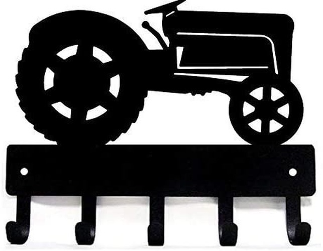 Farm Tractor #12 Key Rack Hanger - 6 inch/9 inch Wide Metal Wall Art
