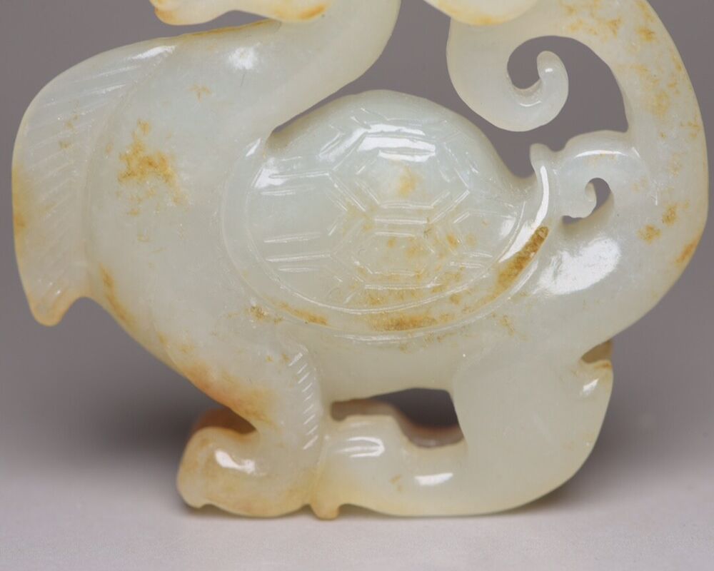 Collection Chinese Hetian Jade Carving Dragon Turtle Statue Nice Figurines Art