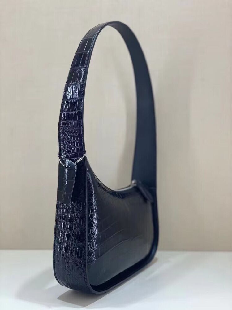 Black Real Crocodile Belly Skin Underarm Bag, New Desinger Women's Shouler Bag