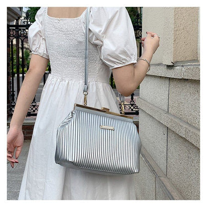 Luxury Pleated Frame Bags Party Gold Handbag Purse Vintage Underarm Shoulder Bag