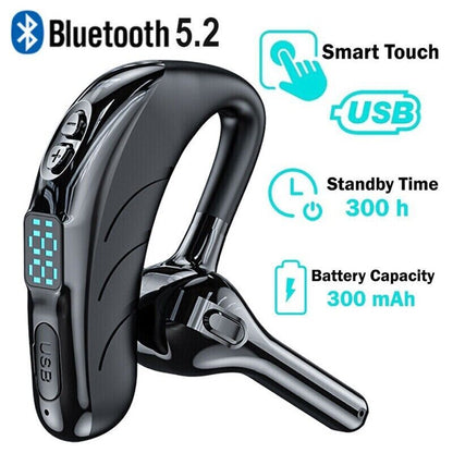 Bluetooth 5.2 Earpiece Wireless Headset Driving Trucker Earbuds Noise Cancelling