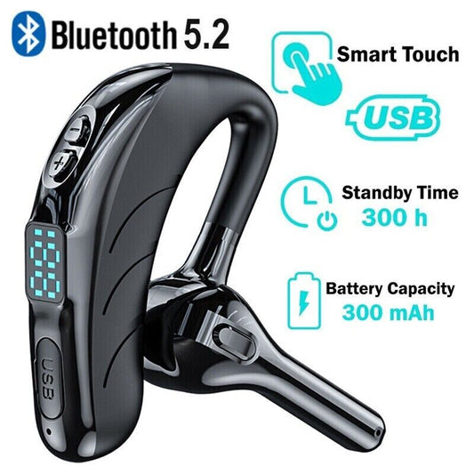 Bluetooth 5.2 Earpiece Wireless Headset Driving Trucker Earbuds Noise Cancelling