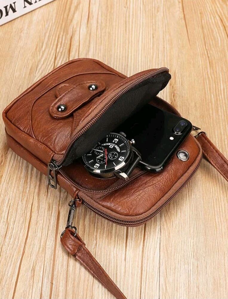 Crossbody Bag for Women PU Leather Handbag Mini Shoulder Bag Purses Brown