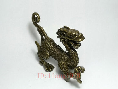 China Bronze Carving Zodiac dragon loong Statue fengshui Ornament Collection