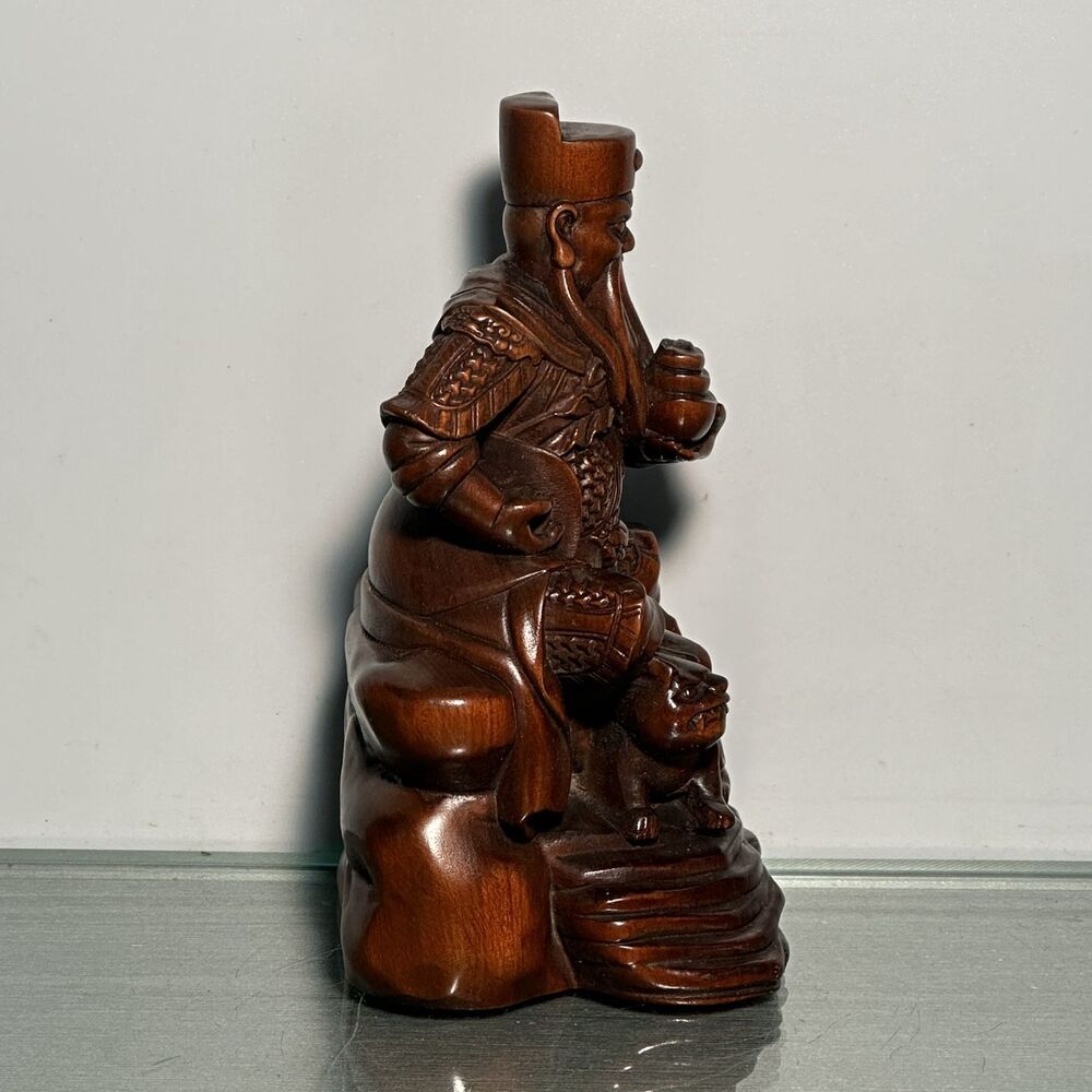 Antique Chinese Boxwood Carved Figure Figurines Home Decor Statue Sculptures Art