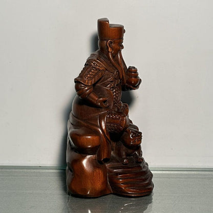 Antique Chinese Boxwood Carved Figure Figurines Home Decor Statue Sculptures Art
