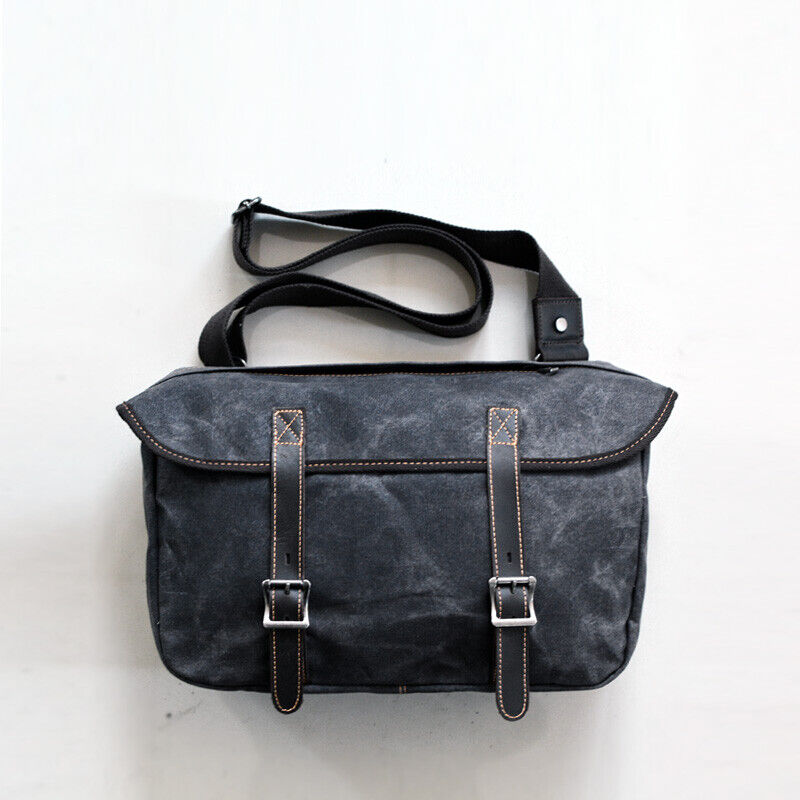 Retro Motorcycle Bag Men's Waterproof Side Bag Motorcycle Canvas Shoulder Bag