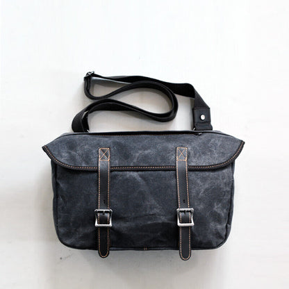 Retro Motorcycle Bag Men's Waterproof Side Bag Motorcycle Canvas Shoulder Bag