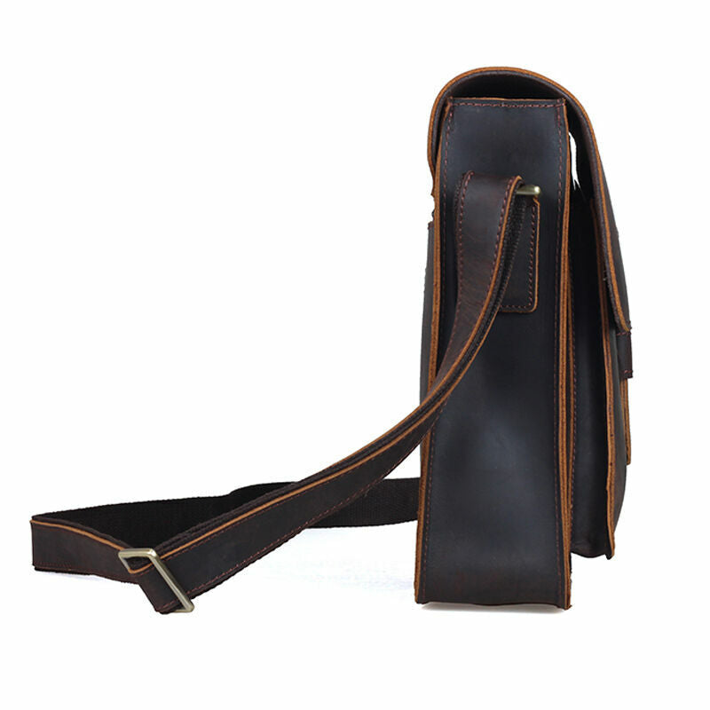 Men's Rustic Genuine Leather Messenger Shoulder Bag Small Cross Body Satchel Bag