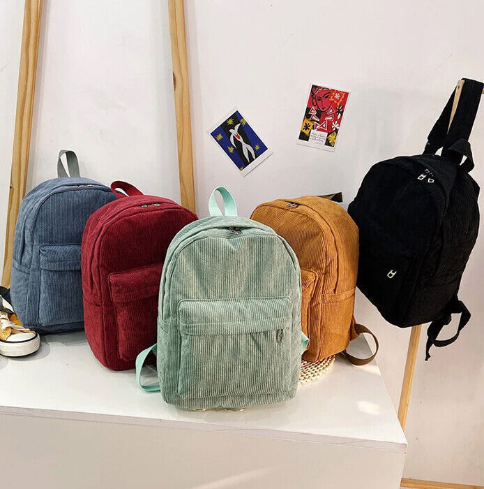 Fashion Mini Backpack Women Purse Shoulder Rucksack Small Travel Bag Corduroy
