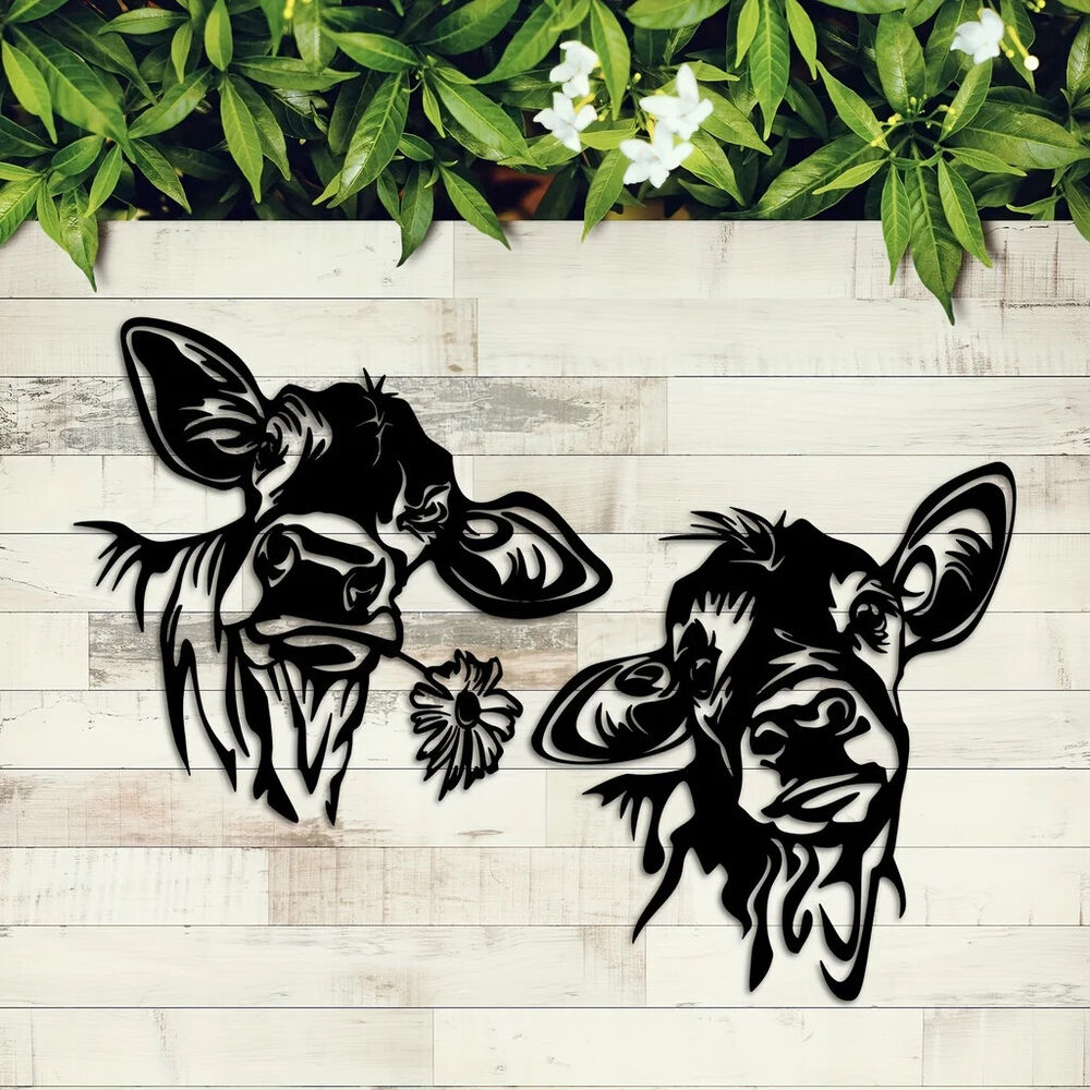 1 Pc，Metal Cow Wall Art Hanging Decorations, Black Cow Wall Decor Home Sign