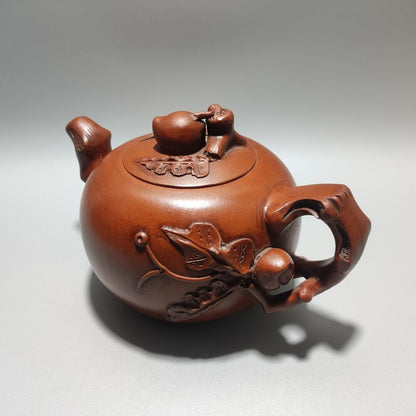 Vintage Chinese Yixing Purple Clay Teapot Zisha Ceremony Ceramic Peach Teaware