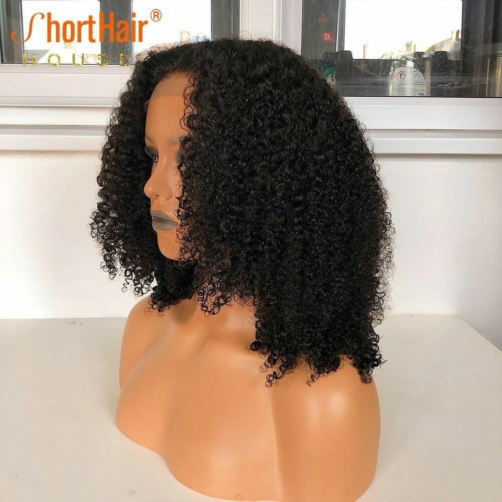 Ombre 1B/30 Short Curly Lace Front Human Hair Wig T Part Bob Wig Remy PrePlucked