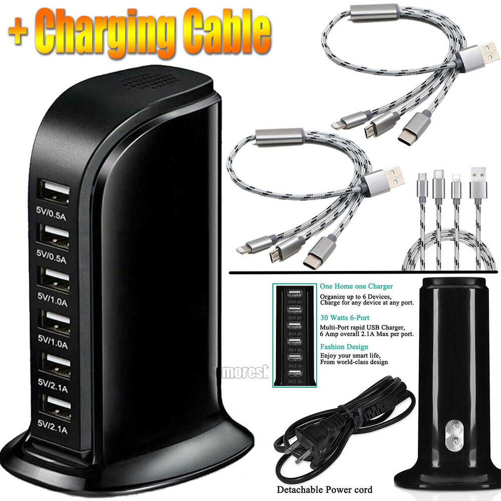 Multi Port USB Charger 6A Rapid Charging Station For iPhone 12 mini/12 Pro Max