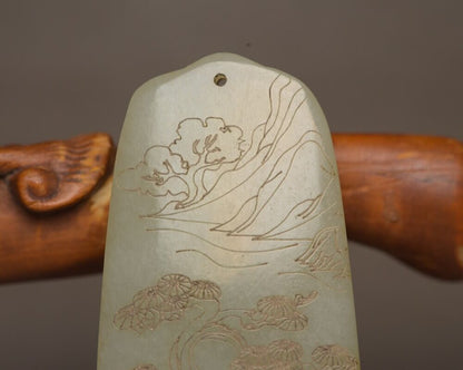 Chinese Natural Hetian Jade Carved Laughing Buddha Statue Good Luck Pendant Rare