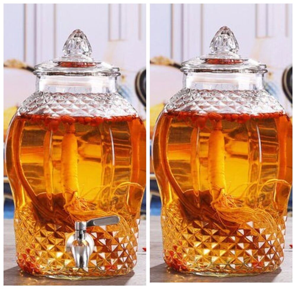 Wine Bottle 2.5L Empty Thick Glass Enzyme Barrel Jar With Tap Cocktail Bar Tools